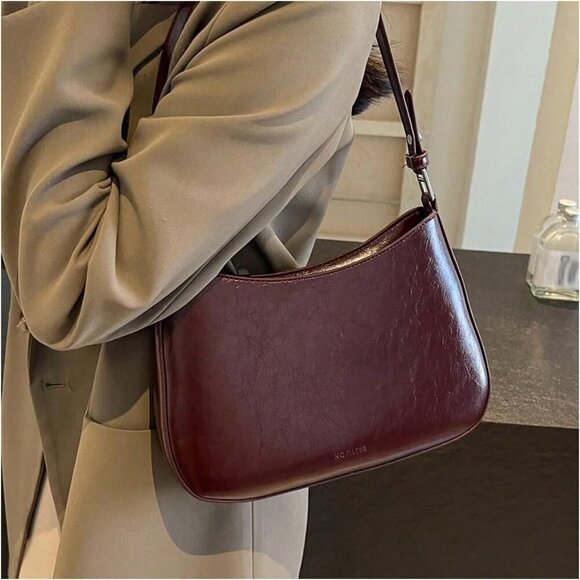 Women's Retro Vintage Shoulder Bags Zipper Faux Leather Handbag Underarm Purse - Picture 5 of 6